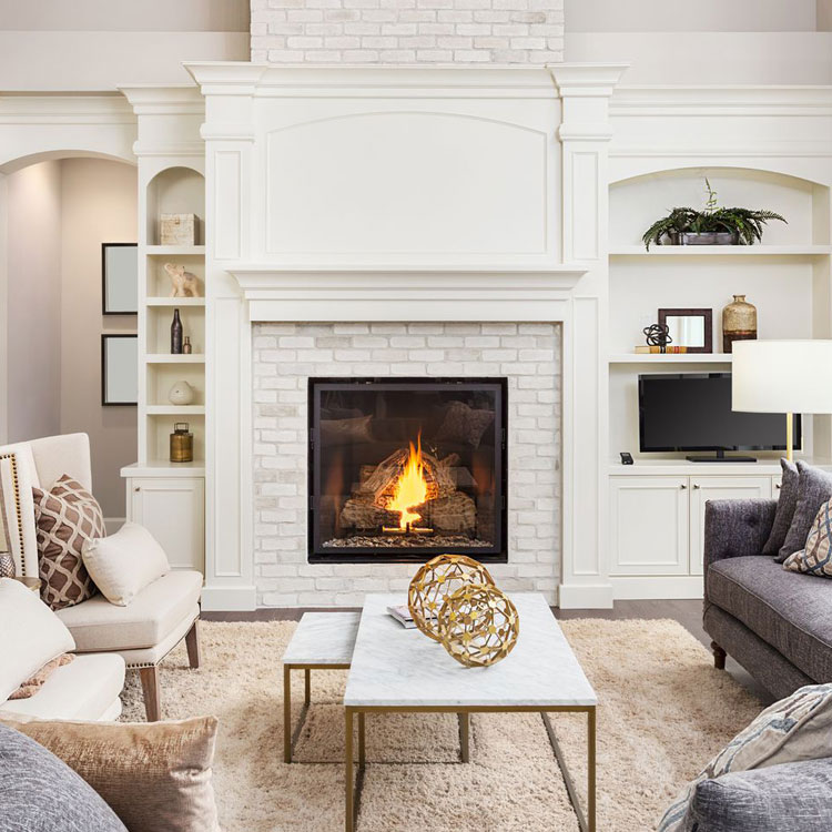 tiled-fireplace-with-white-surround Tiled Fireplace with White Surround