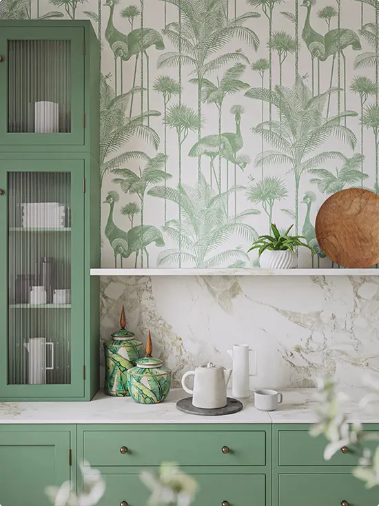 Tropical Sage Green Wallpaper