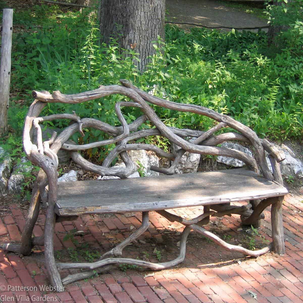 unique-garden-bench-ideas-glen_villa_garden wood bench made from tree limbs