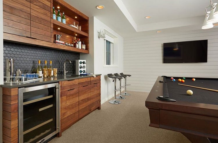 Wall Bar For A Basement Bar and Game Room