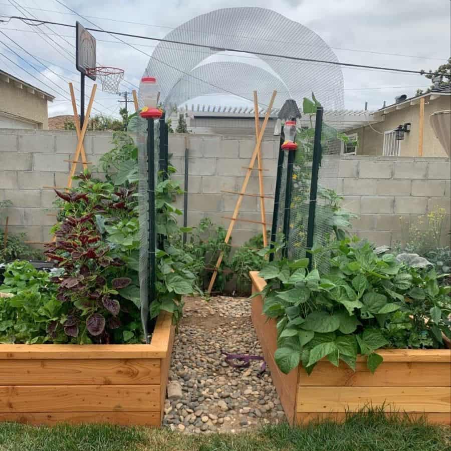 wood pallet with trellis raised garden bed