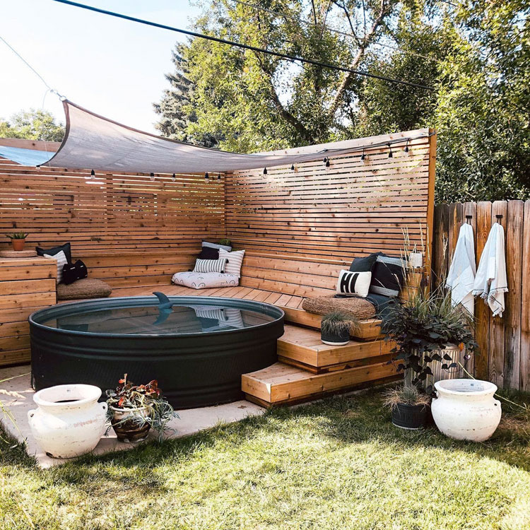 Wood Hot Tub Privacy Enclosure
