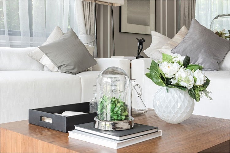 Wood Table In Minimal Contemporary Space