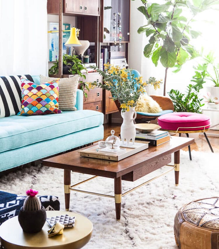 Wooden Table in Modern Living Room