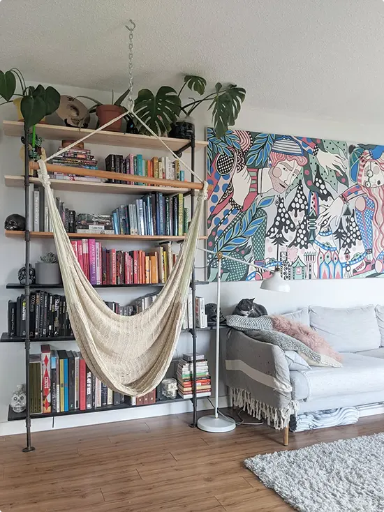 Woven Bookshelf Nook Hammock Chair