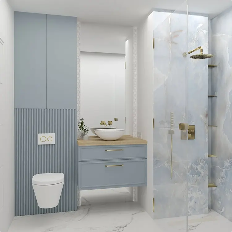Blue Marble-Look Shower