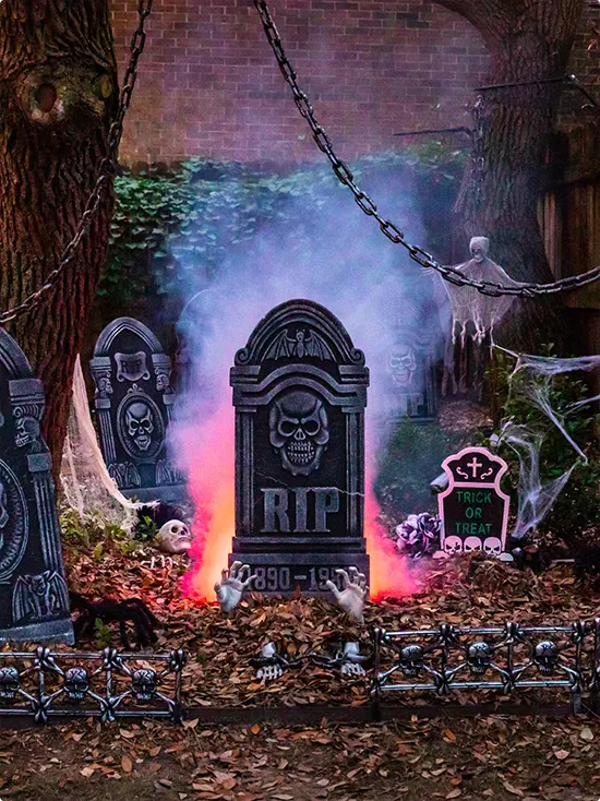 Fog-Filled Glowing Tombstone