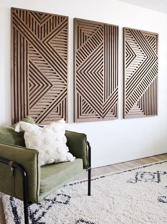 Geometric Arrow Wood Triptych