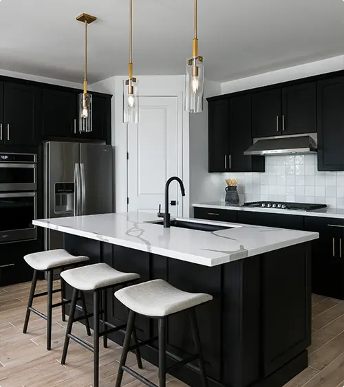 Gold Accents in a Monochrome Kitchen