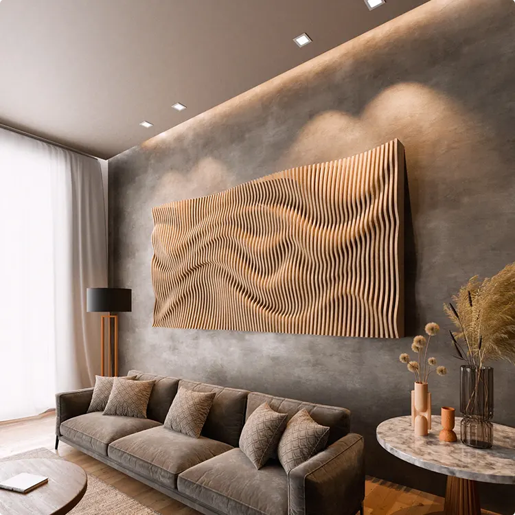 Large Wood Wave Slat Art