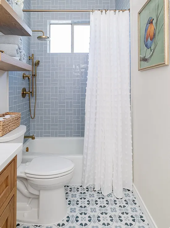 Light Blue Stacked Subway Tile
