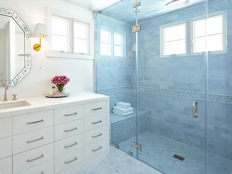 Light Blue Subway Tile Bench