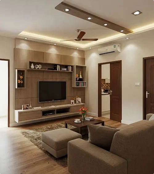 Neutral Wood TV Wall