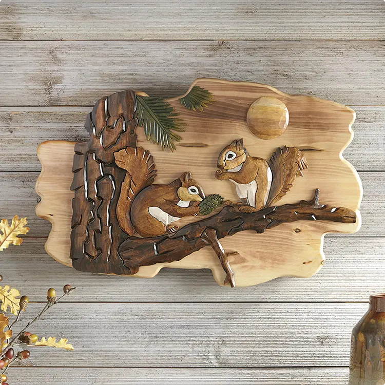 Painted Intarsia Squirrel Plaque