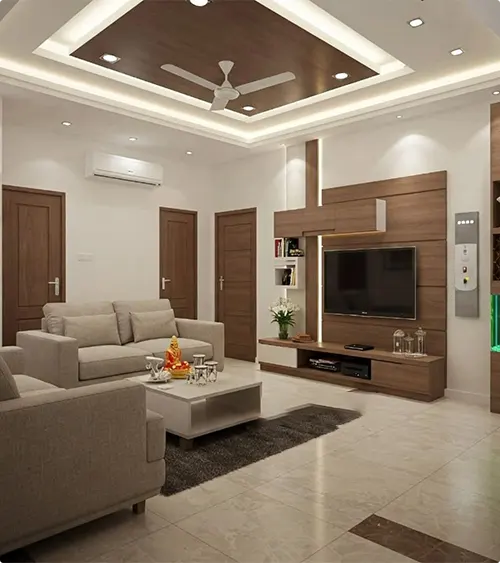 Symmetrical Dark Wood TV Wall