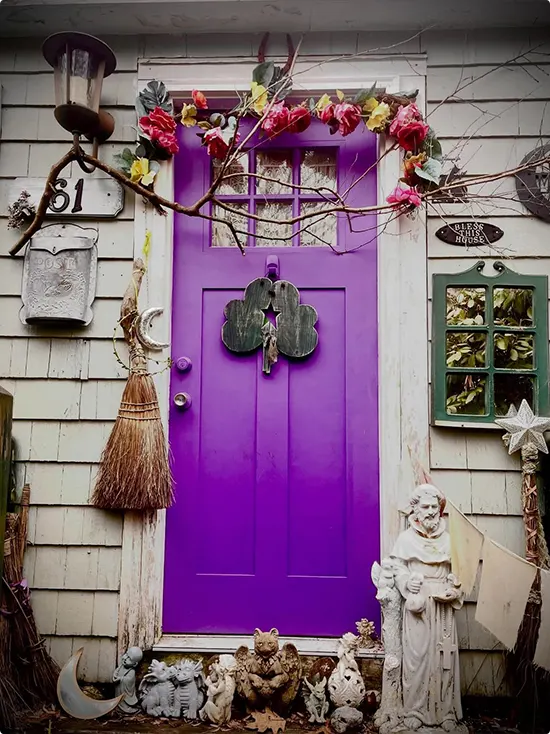 Bright Magenta Purple Cottage Entry