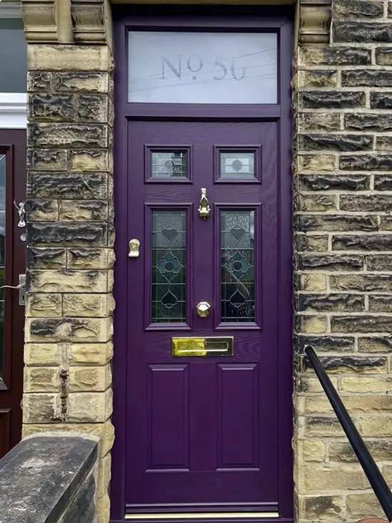 Leaded Glass Door in Dark Plum Wood