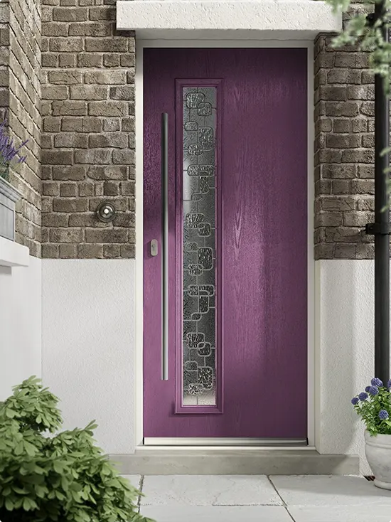 Modern Door in Berry Purple with Long Glass Glazing