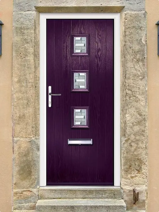 Plum Composite Door With Triple Window