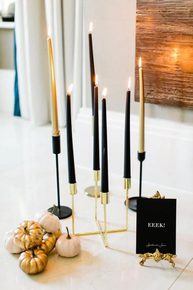 Black and Gold Geometric Mini Pumpkin Candles