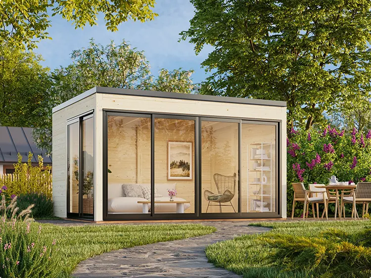 Black Roof Glass Corner Cabin