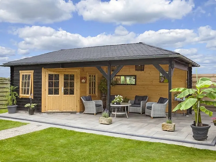 Covered Black Timber Sitting Structure