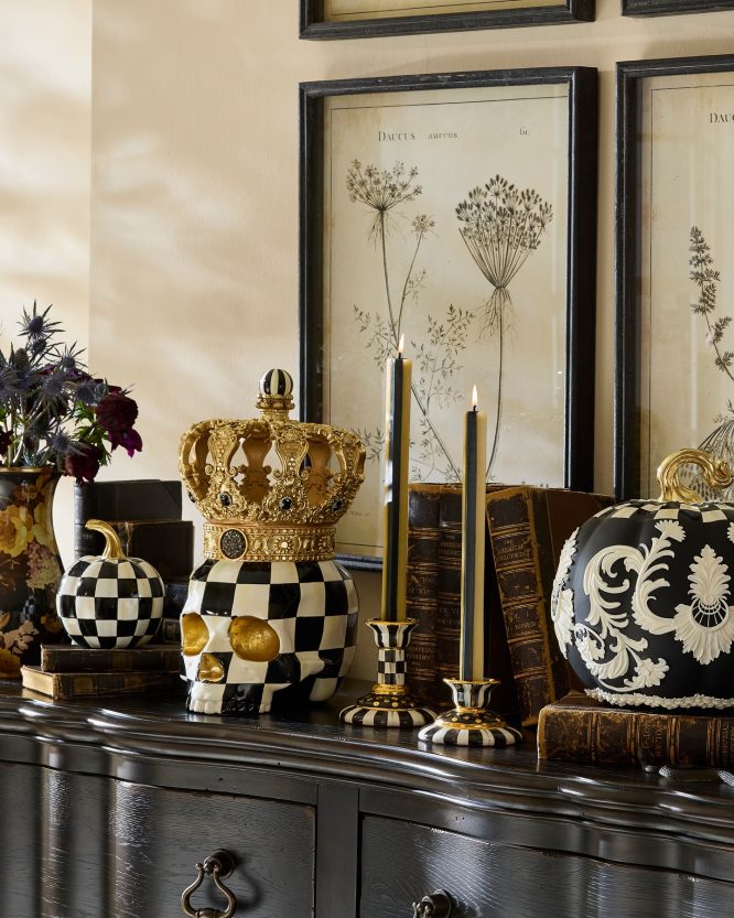 Dark Sideboard Display with Crowned Skull