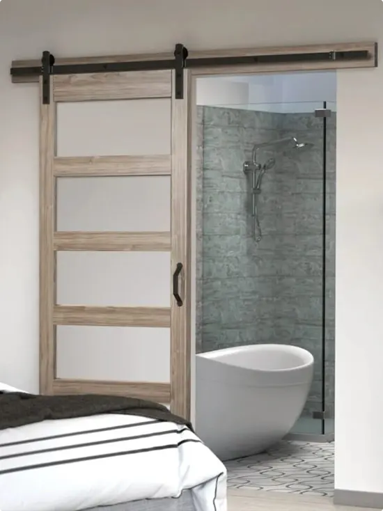 Frosted glass privacy door