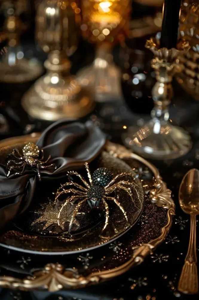 Gilded Charger with Jeweled Spider