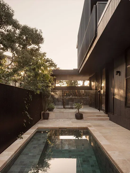 Long Narrow Green Tile Plunge Pool