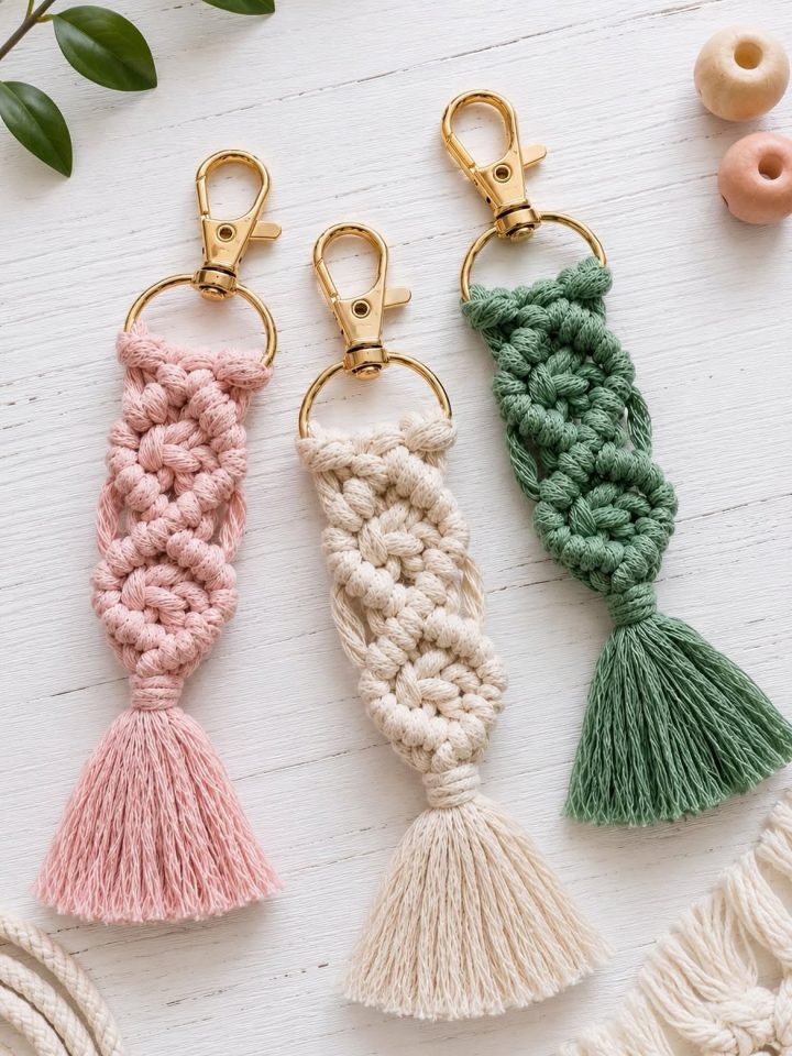 Macrame Keychain with Mermaid Scales