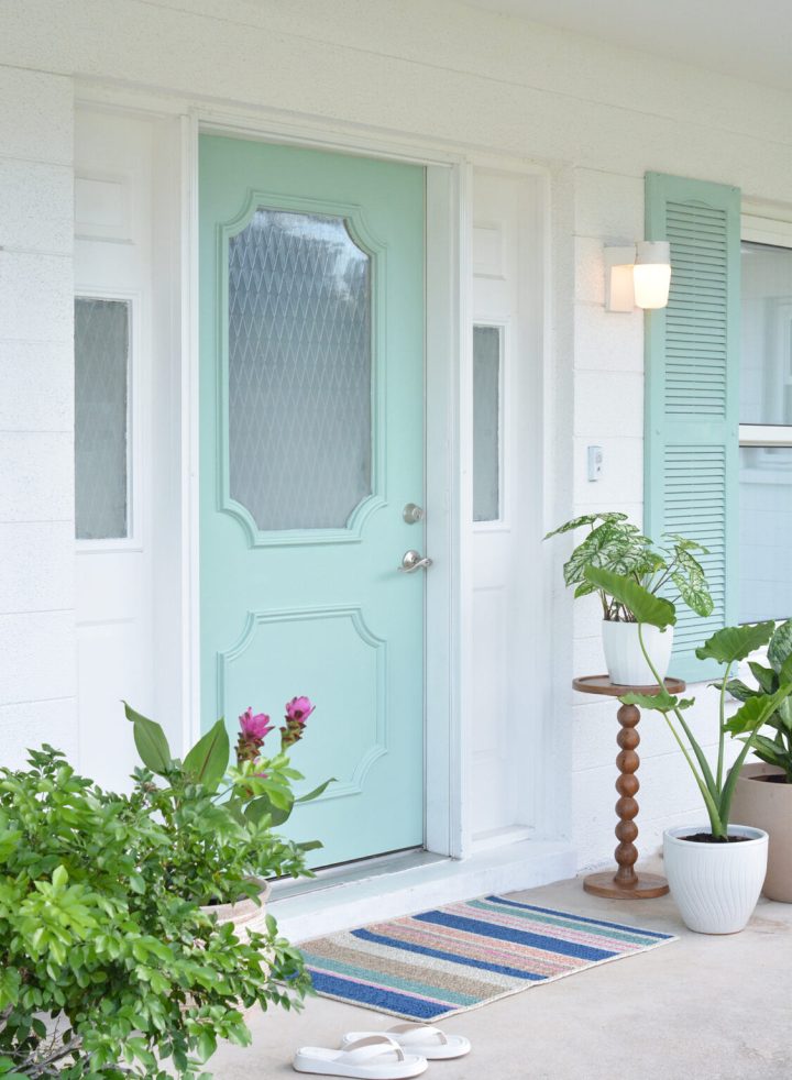 Mint Shutter Paired with a Seafoam Door
