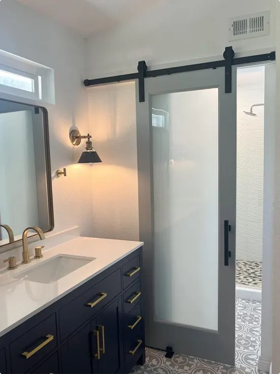 Navy Full Panel Sliding Door