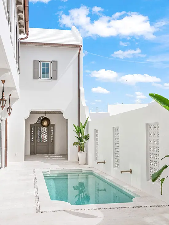 Small White Moroccan Courtyard Pool