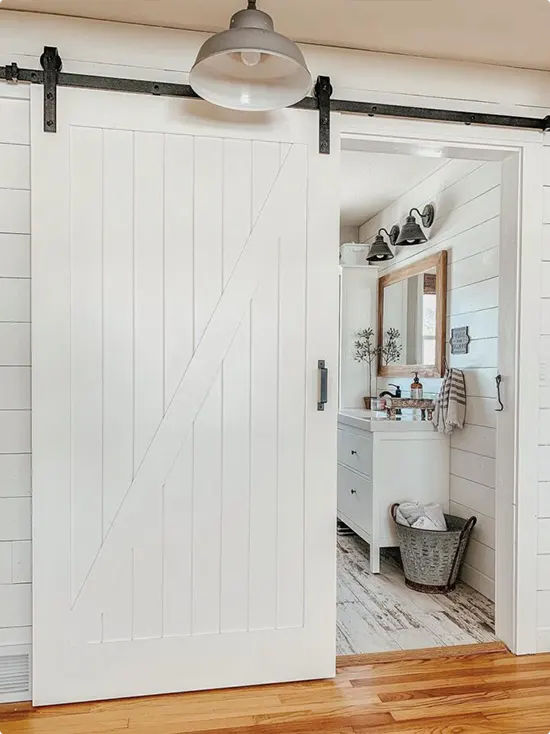 White Diagonal Slider and Farmhouse Pendant