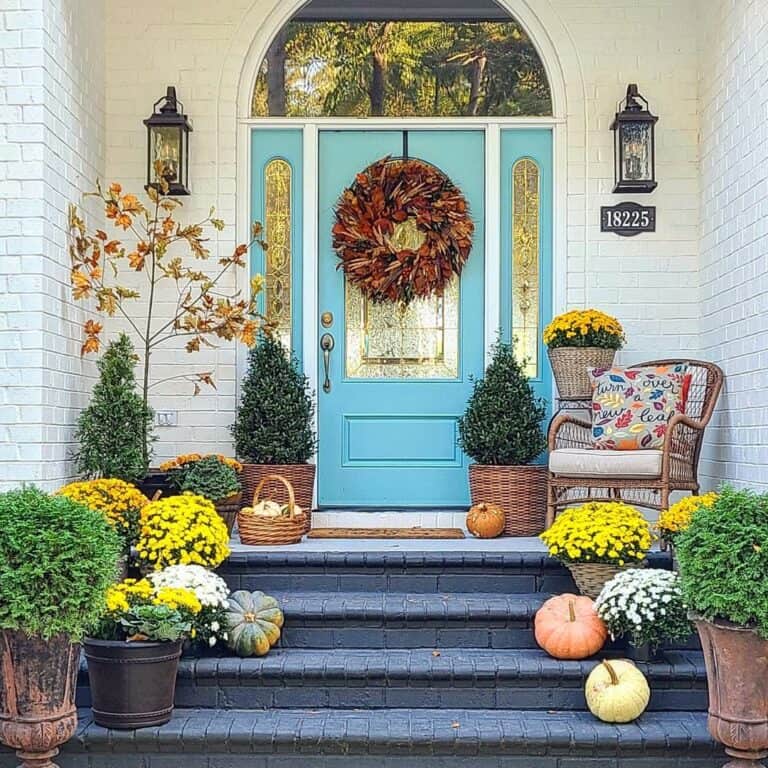 Arched Transom Over a Turquoise Door