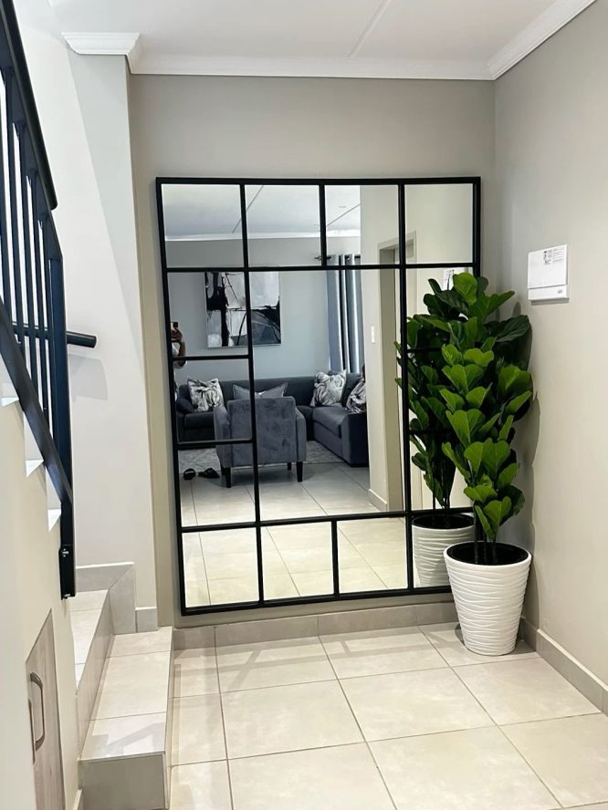Entryway Staircase Windowpane Mirror