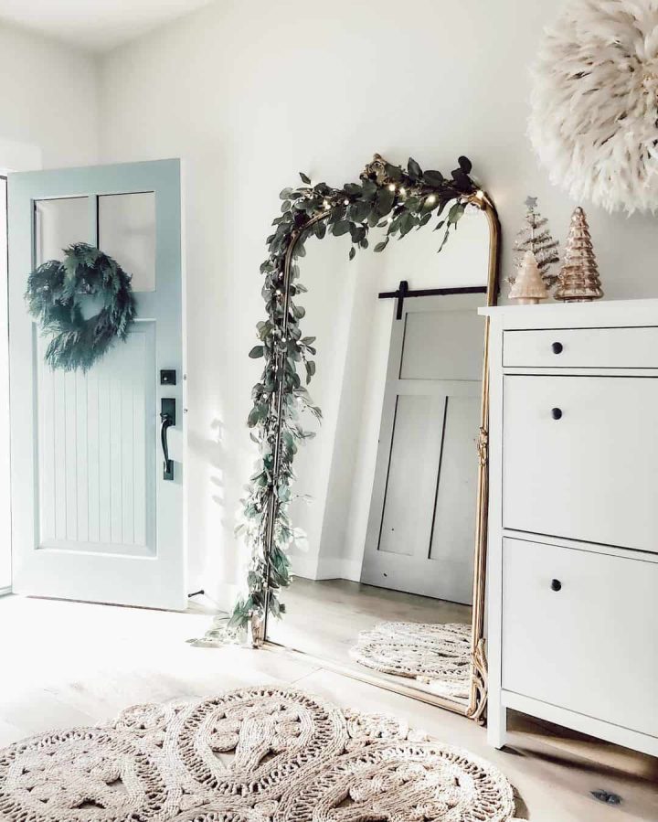 Full Gold Mirror With Holiday Eucalyptus Garland