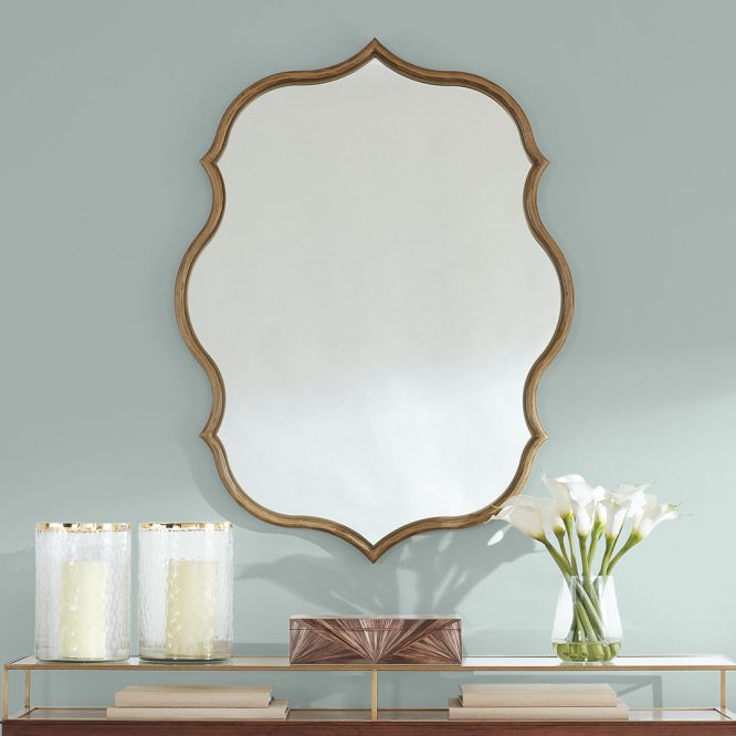 Gold Scalloped Lantern-Like Mirror