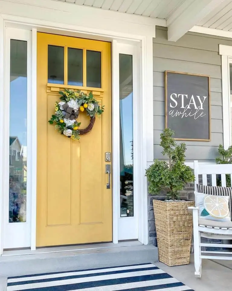 Lemon Accent Wreath on a Yellow Door