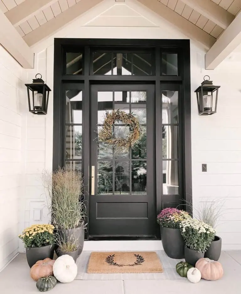 Matte Black Steel Door With Wheat Wreath