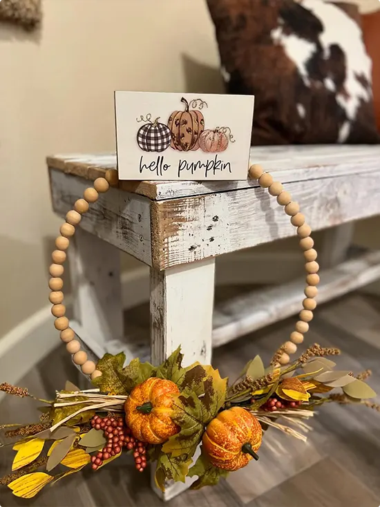 Mini Pumpkin and Berry Wreath with Dried Leaves