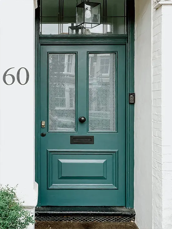 Teal Numbered Door Between Green and Blue