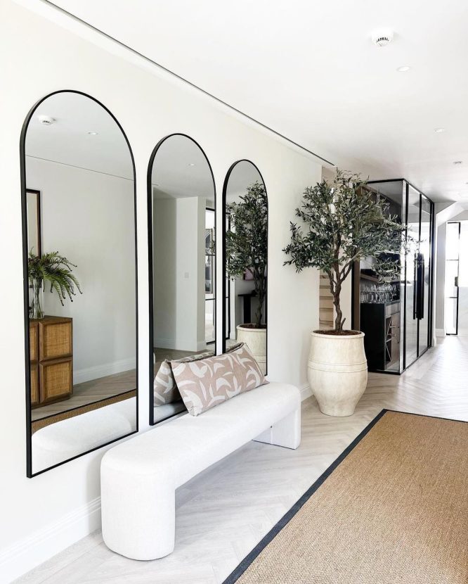Three Tall Arched Hallway Mirrors