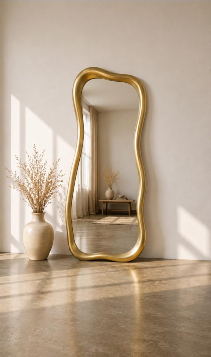 Wavy Gold Wall Mirror