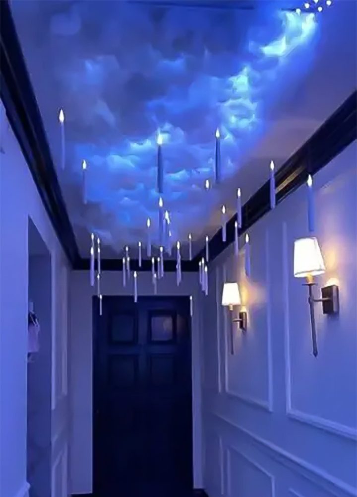 Candlelit Hallway Cloud Ceiling