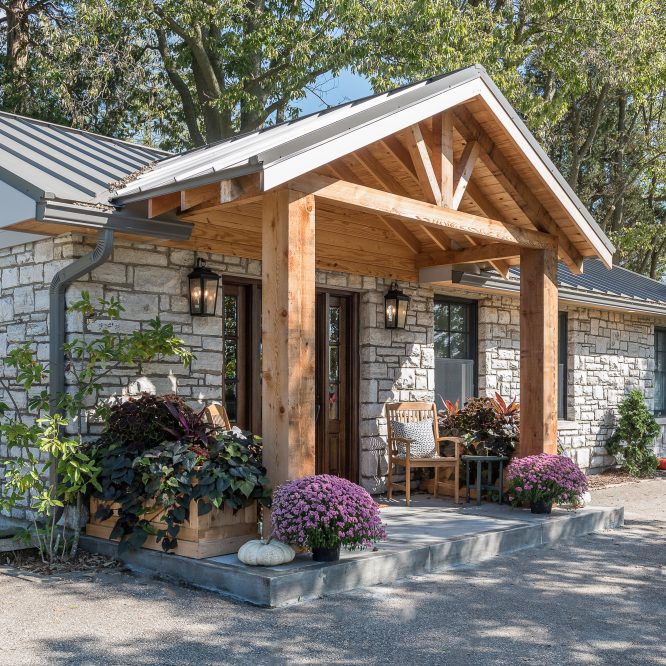 Cedar Gable Entry with Mums