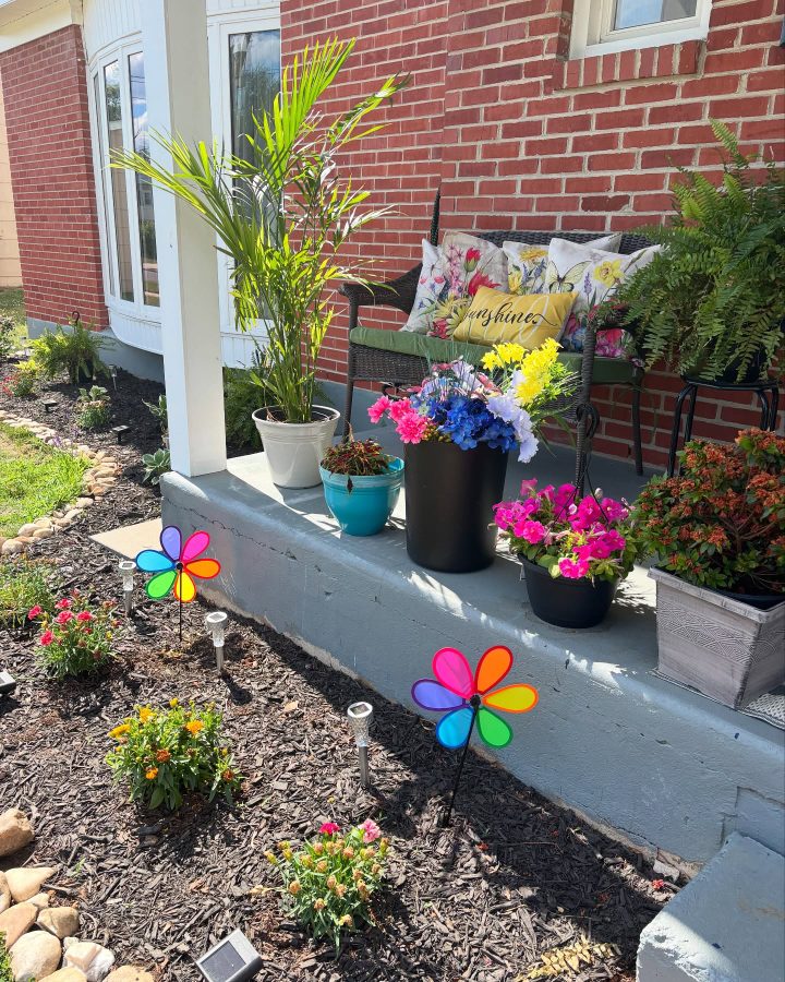 Colorful Flower Bed Pinwheels