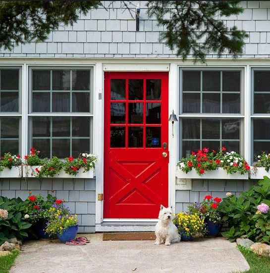 Fire-engine red Dutch door