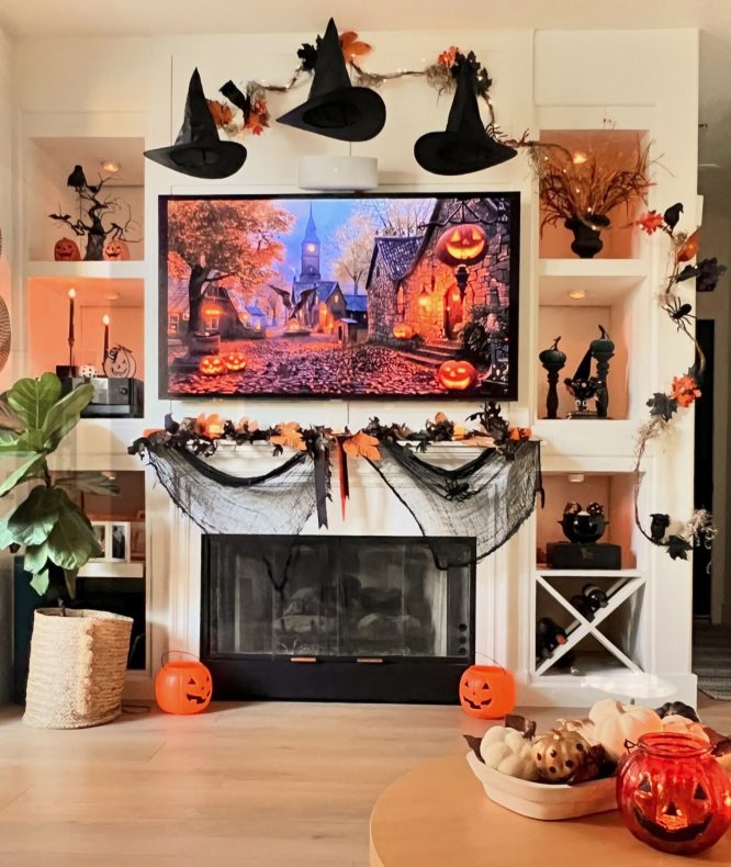 Floating Witch Hats TV Mantle Decor